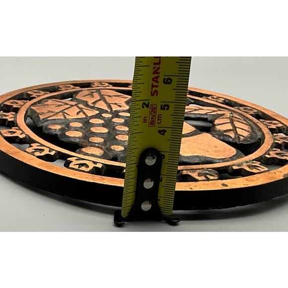 Cast Iron ODI 1999 Brass Trivet Hall Hanging Decoration Fruit & Leaves Pattern - Picture 5 of 5